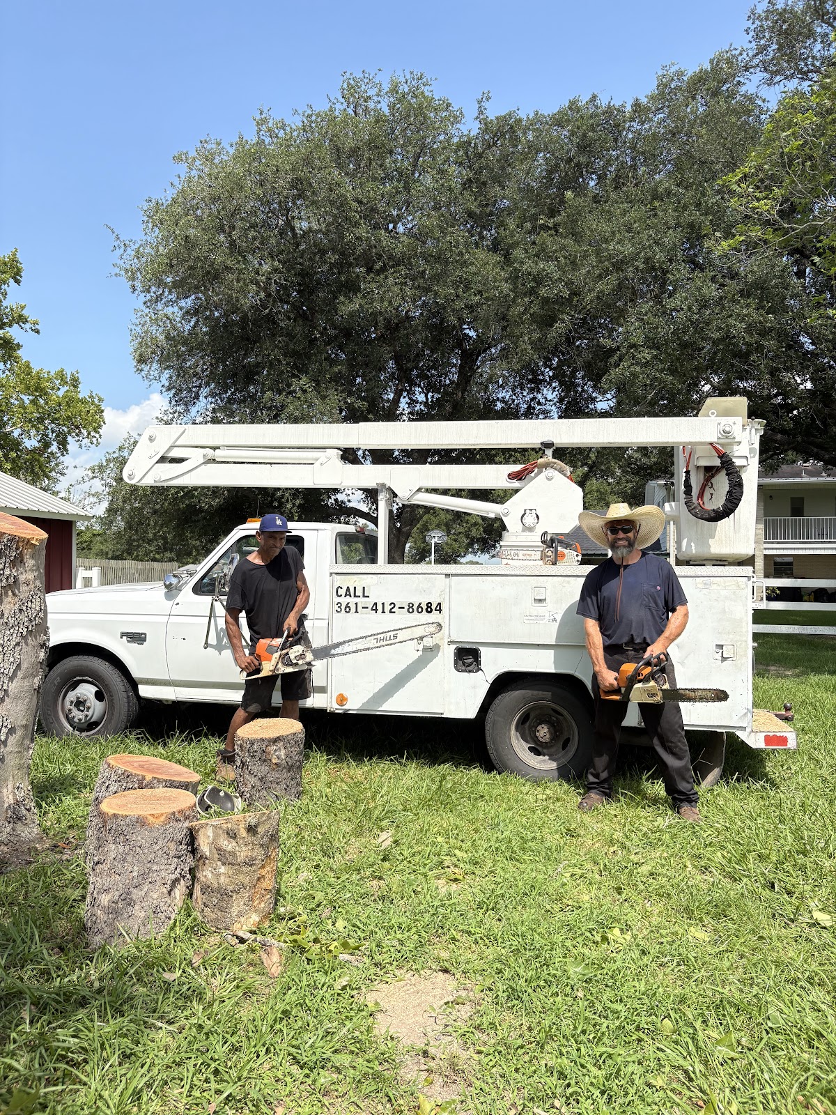 Greg Stanford and crew with bucket truck